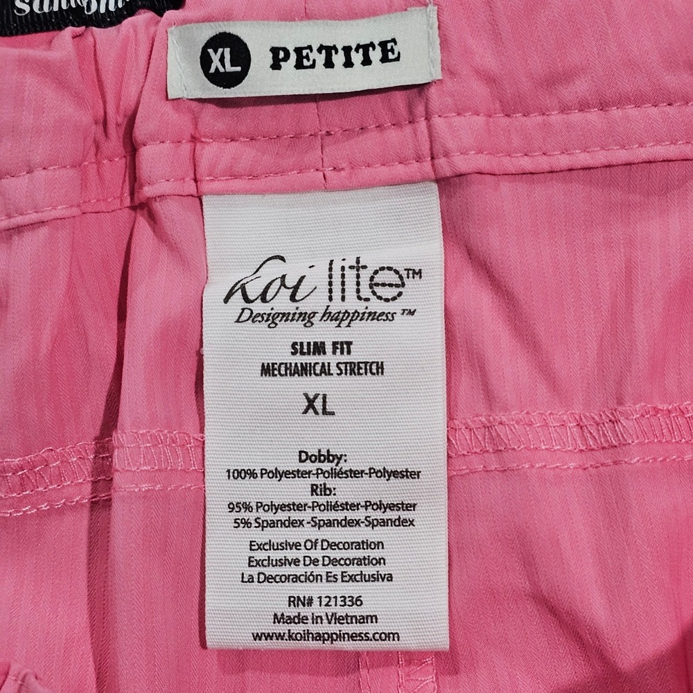 Koi Lite Women XL Peony Pink Peace Petite Performance Stretch Scrub Pants - Picture 5 of 8